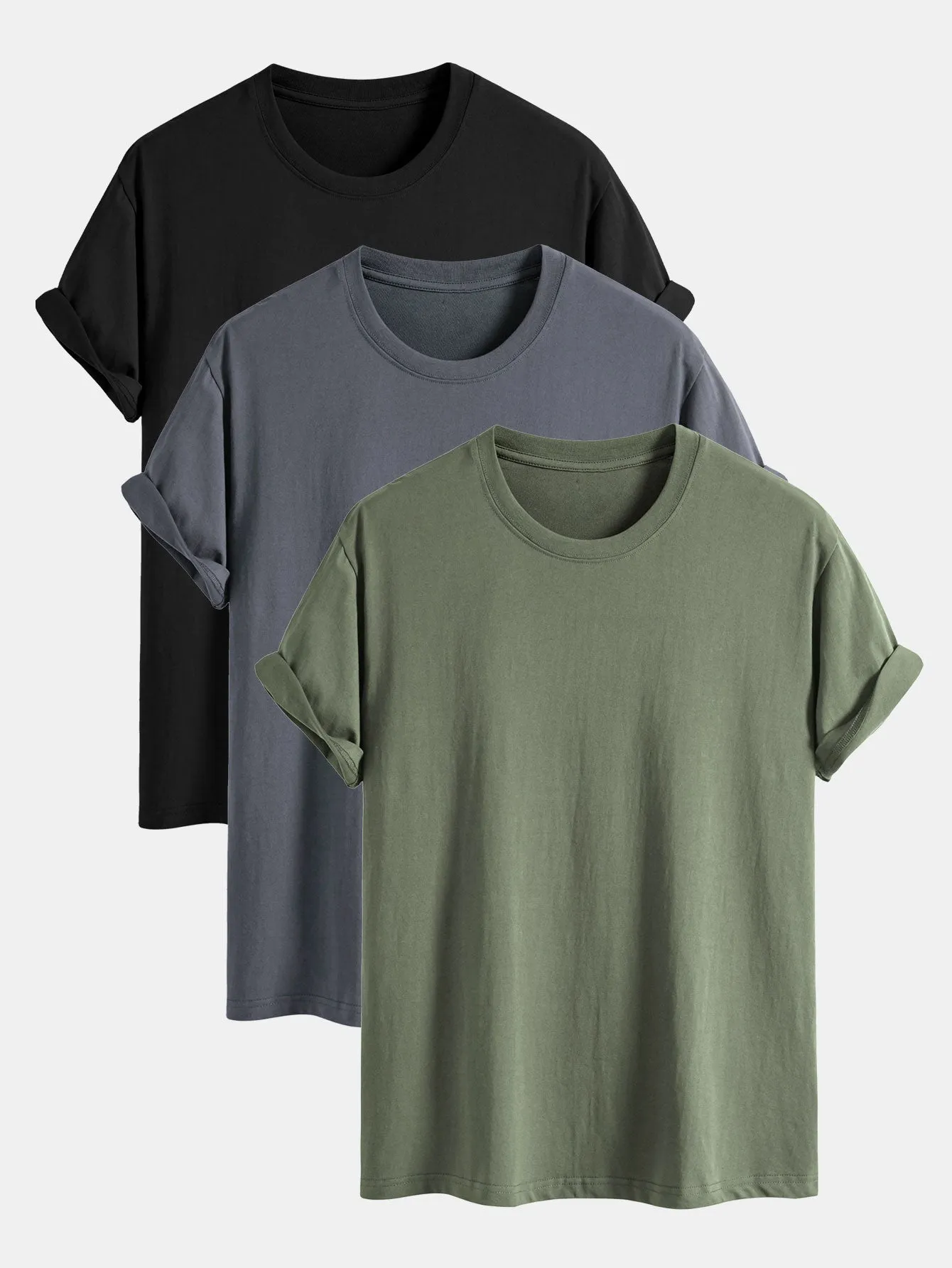 3 Pieces Basic Regular Fit Cotton T-Shirts