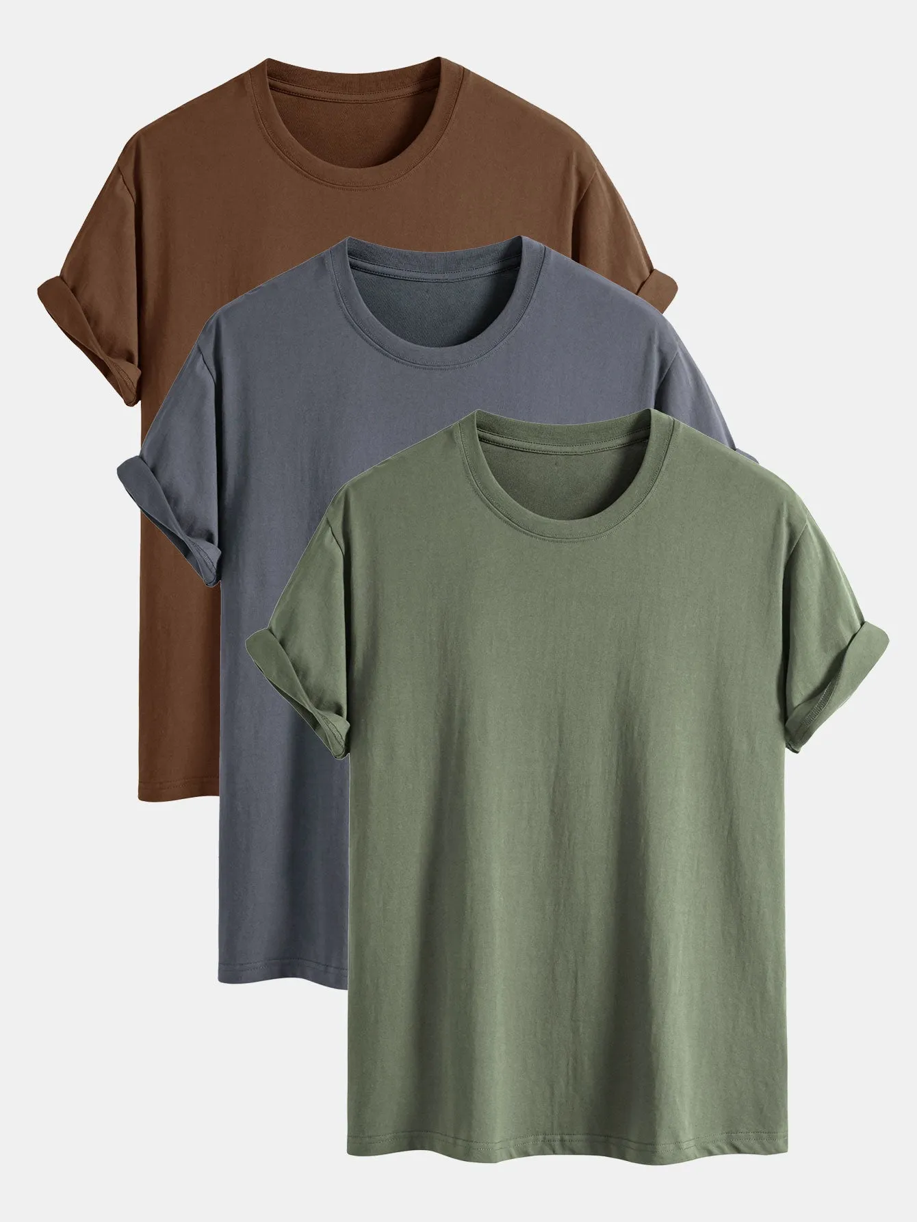 3 Pieces Basic Regular Fit Cotton T-Shirts