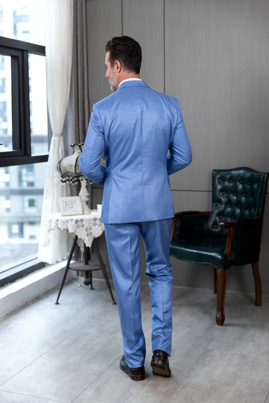 3 Pieces Business Peak Lapel Men's Suit (Blazer Vest Pants)
