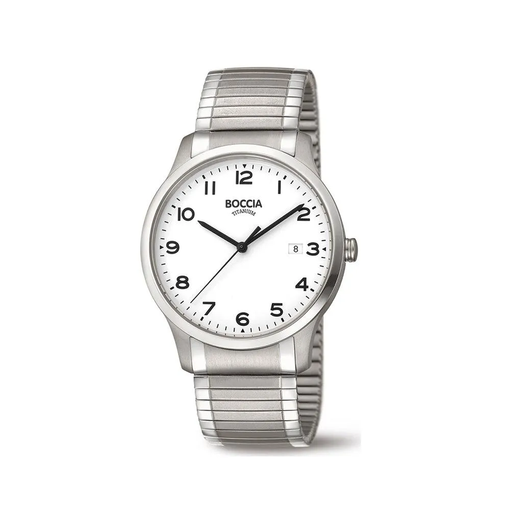 3616-01 Mens Titanium Dress Watch with White Dial