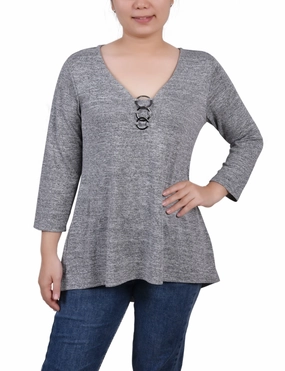 Reversible Layering Tech Breathable3DKnit 3/4 Sleeve 3-Ring Top