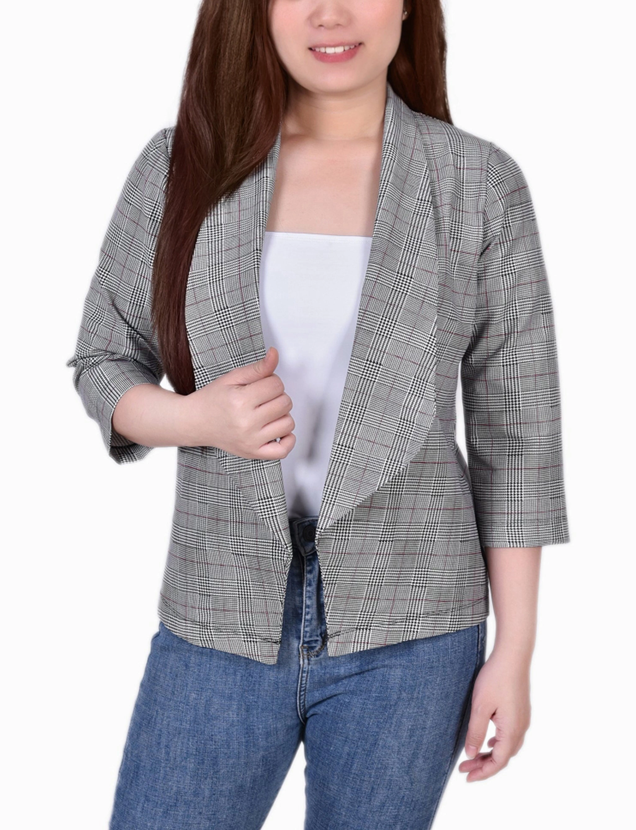 Athletic Look 3/4 Sleeve Ponte Jacket