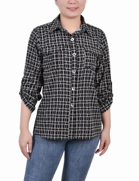 3/4 Sleeve Roll Tab Blouse UV protection layer