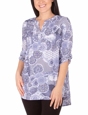 Summer Blouse 3/4 Sleeve Y Neck Blouse