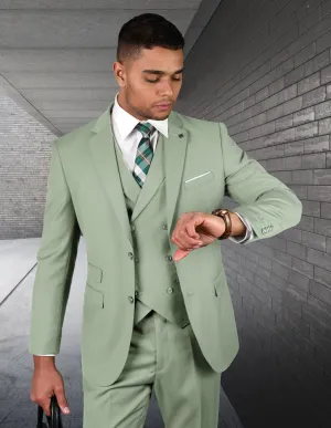 3pc Modern Fit Flat Front Pants With Double Breasted Vest. Super 180's Italian Wool Fabric | Zargala | Applegreen