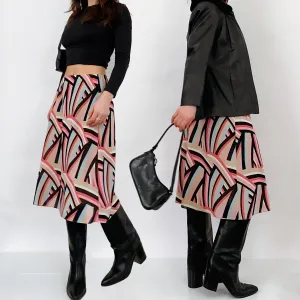 90's Abstract Chiffon Midi Skirt