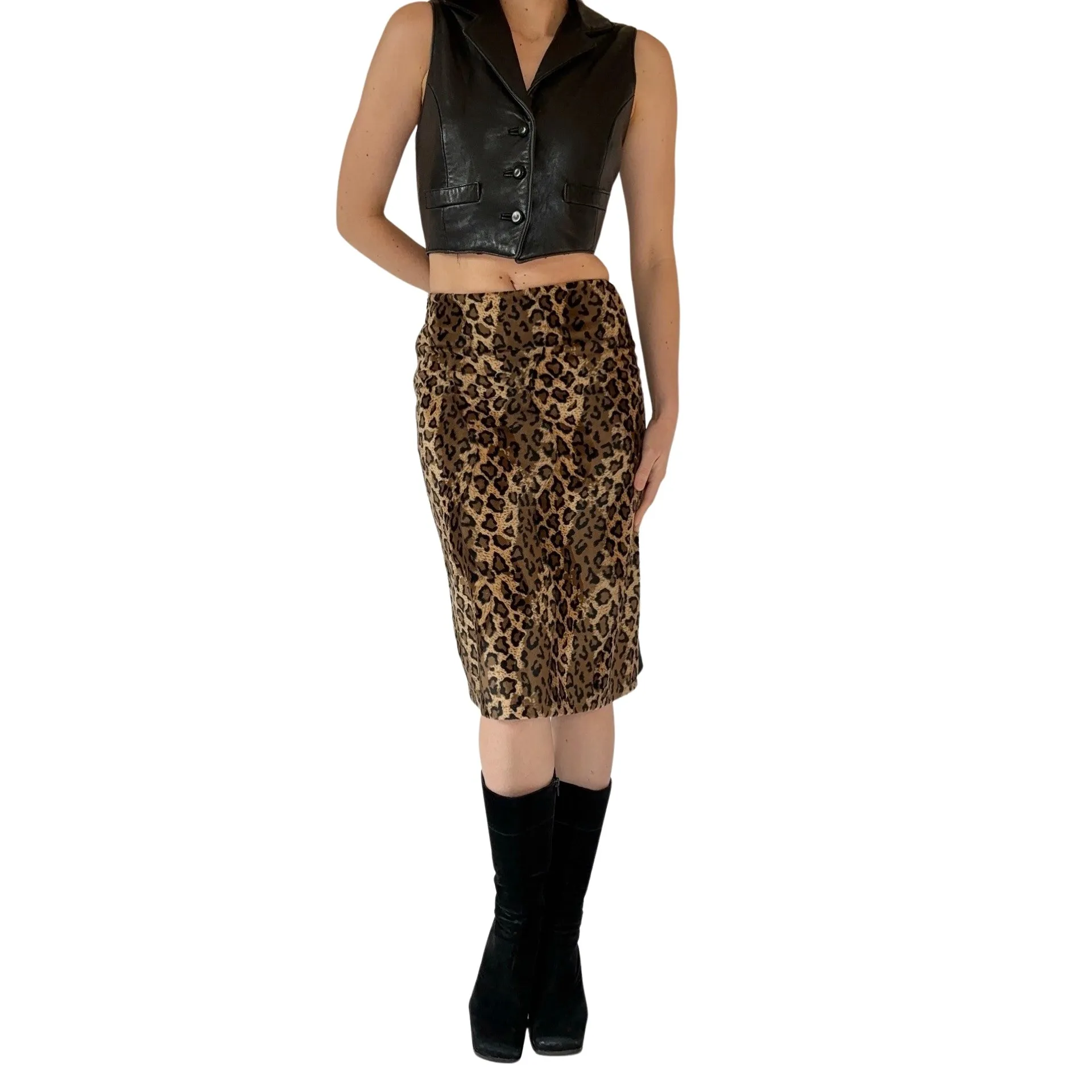 90s Leopard Midi Skirt (XS)