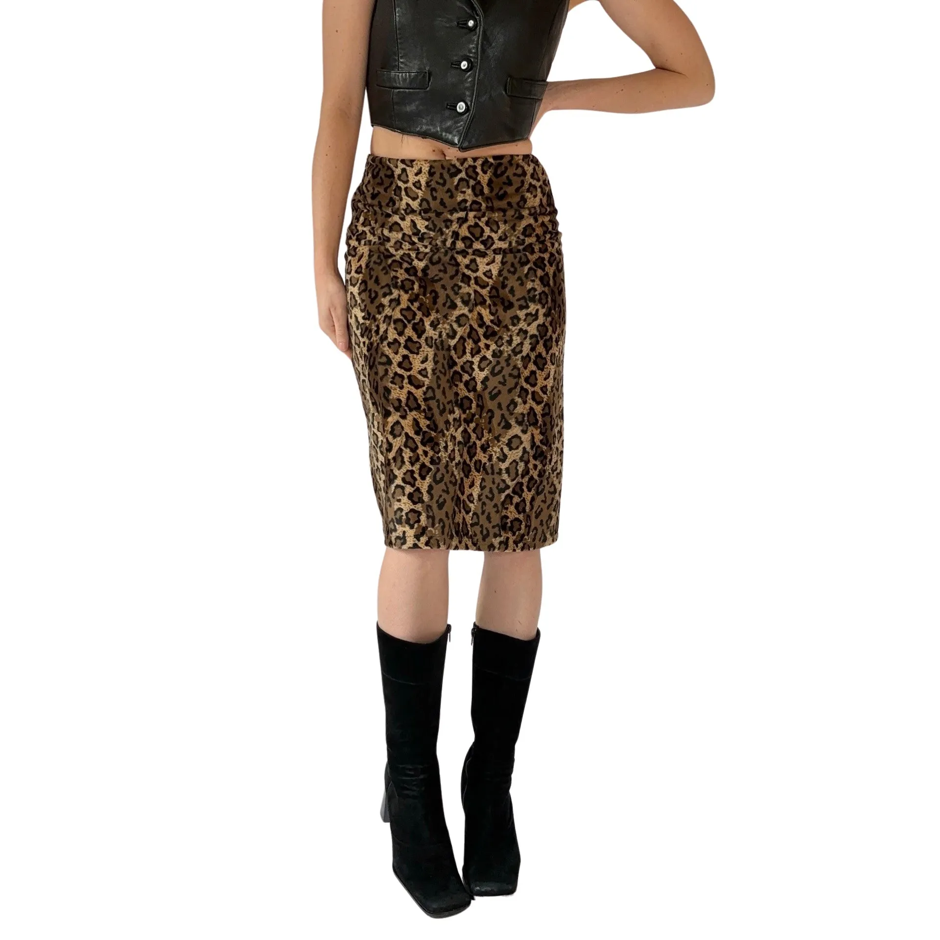 90s Leopard Midi Skirt (XS)