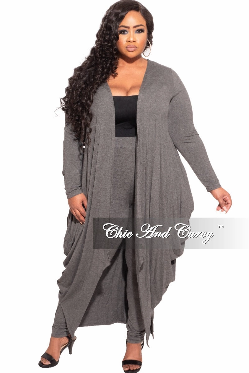 *Final Sale Plus Size 2-pc Set Duster and Leggings in Charcoal WaterRepellentCoating