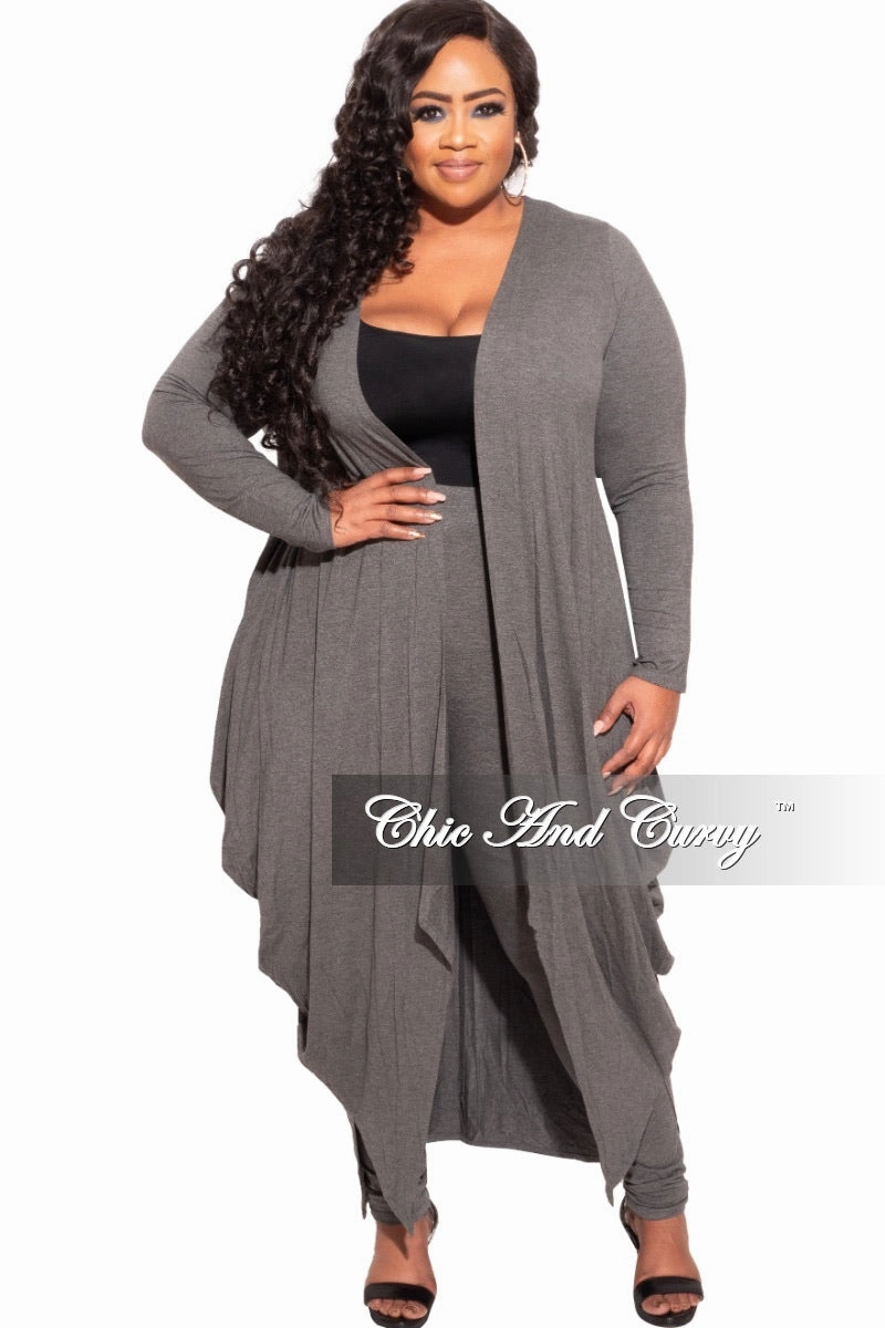 Sporty Layer *Final Sale Plus Size 2-pc Set Duster and Leggings in Charcoal