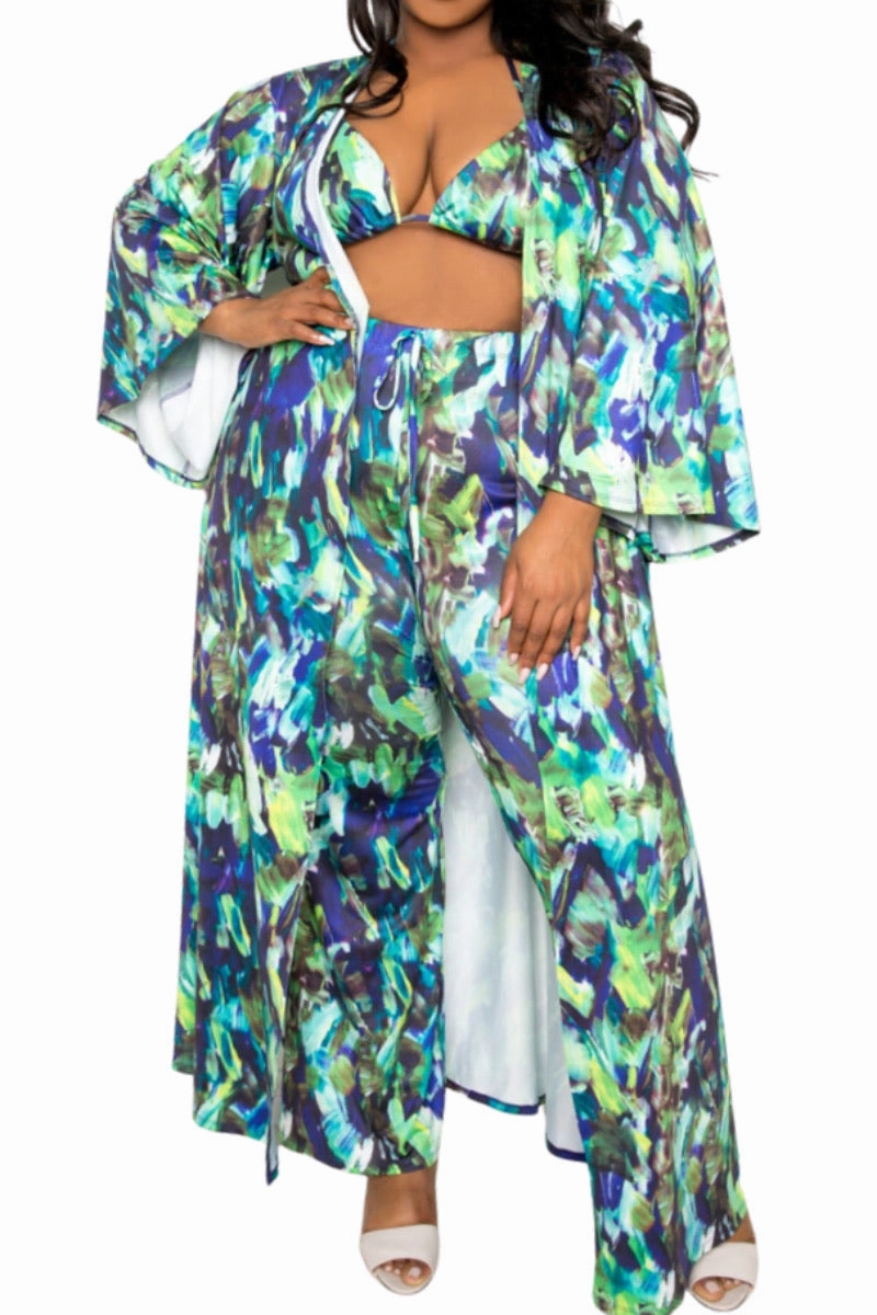 Packable Fit Smart Layering *Final Sale Plus Size 4-pc PlaySuit Set - Duster, Pants, Top, Bottoms