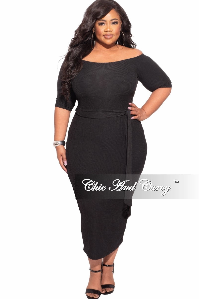 *Final Sale Plus Size Off The Shoulder Ribbed Bodycon Dress Light Wear Fit