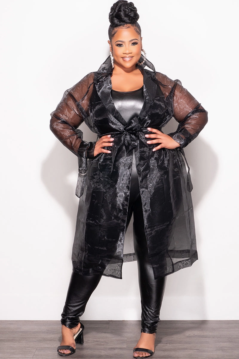 All Day Wear Comfort High-waisted fit *Final Sale Plus Size Sheer Coat in Black