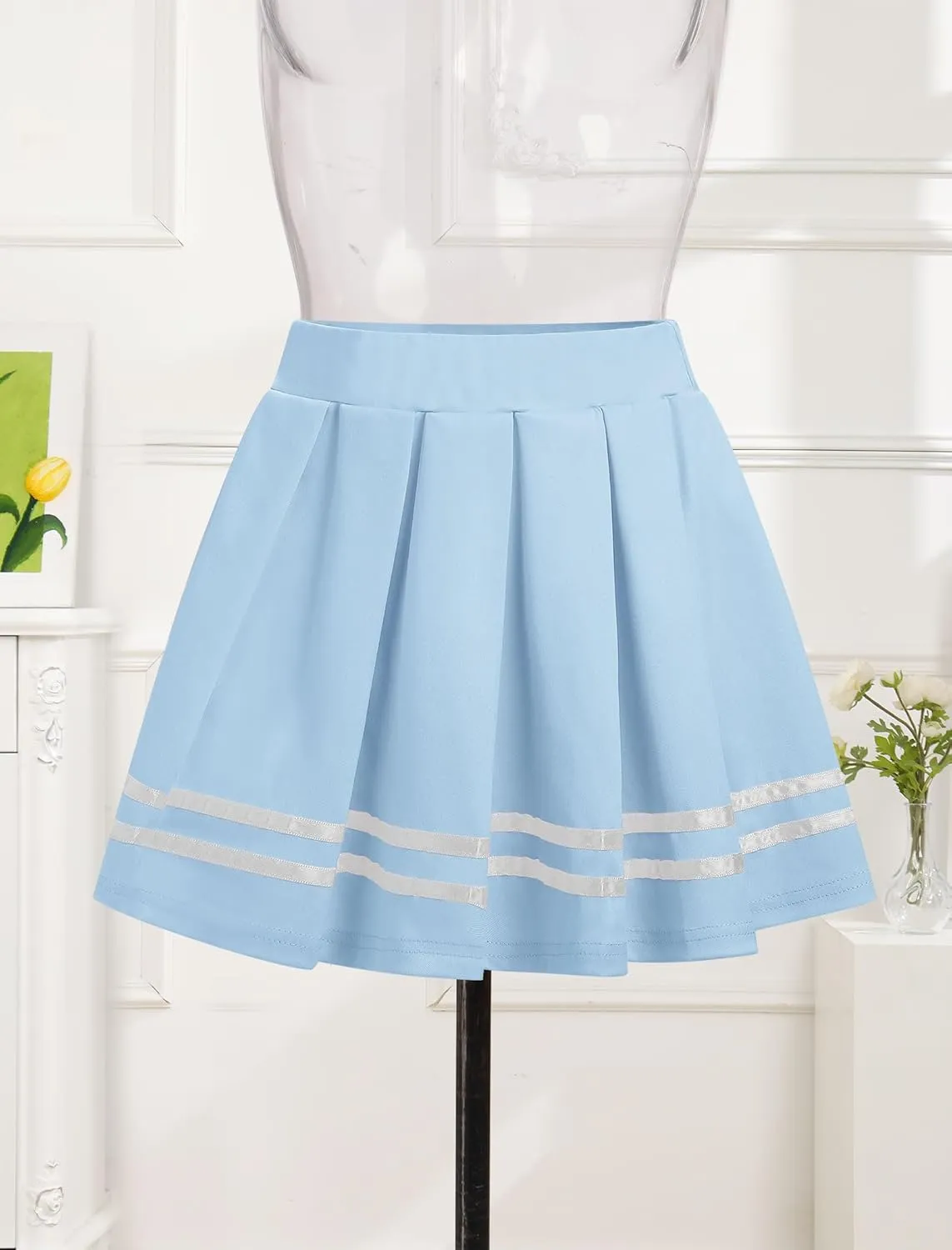 ABAFIP Women's Pleated Mini Skirt High Waist A-Line Skater School Cheer Uniform Tennis Short Skirts