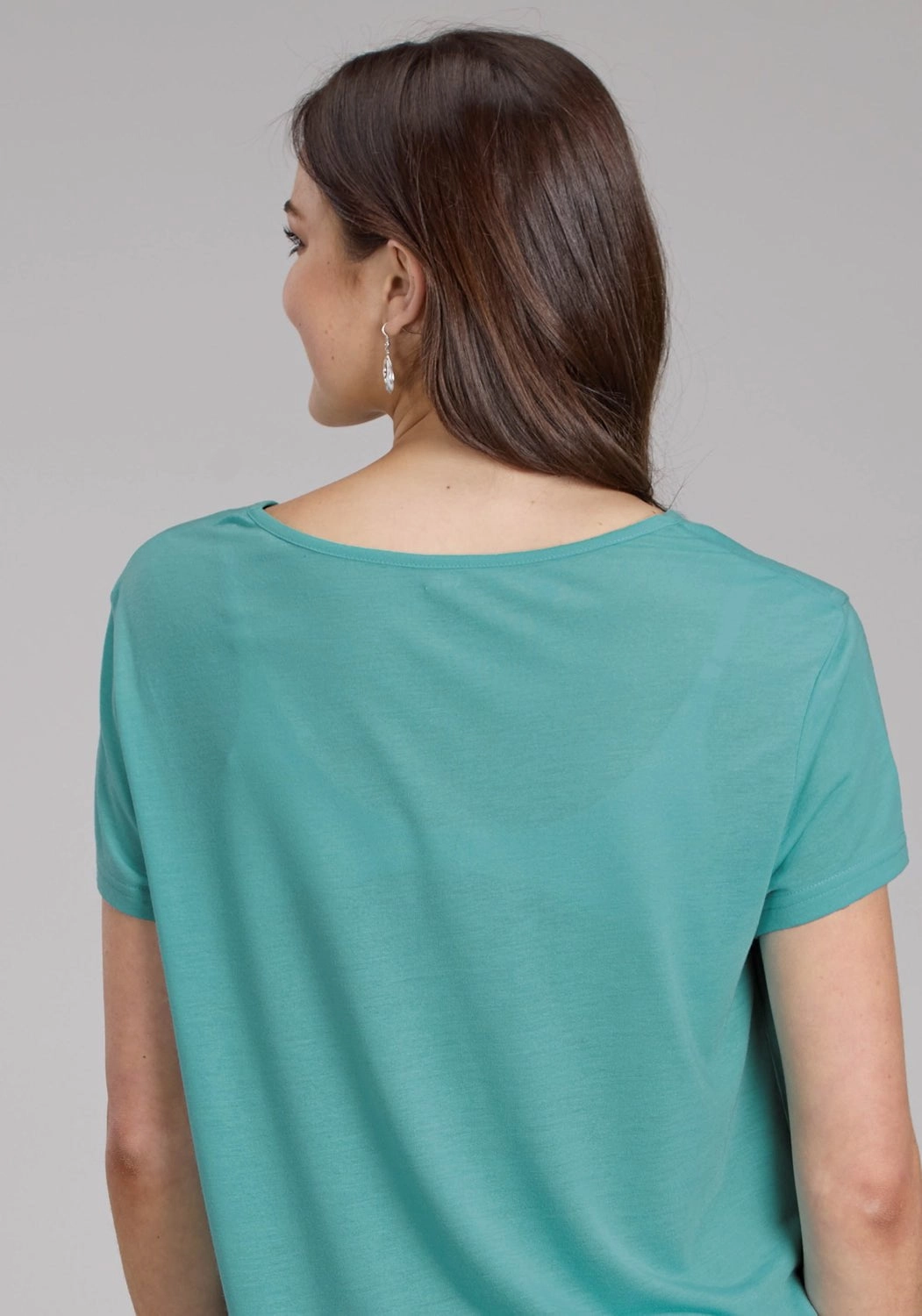 Classic Wardrobe Chambray Fabric Roper Womens Wild Horses Turquoise Poly/Rayon Yoked S/S T-Shirt