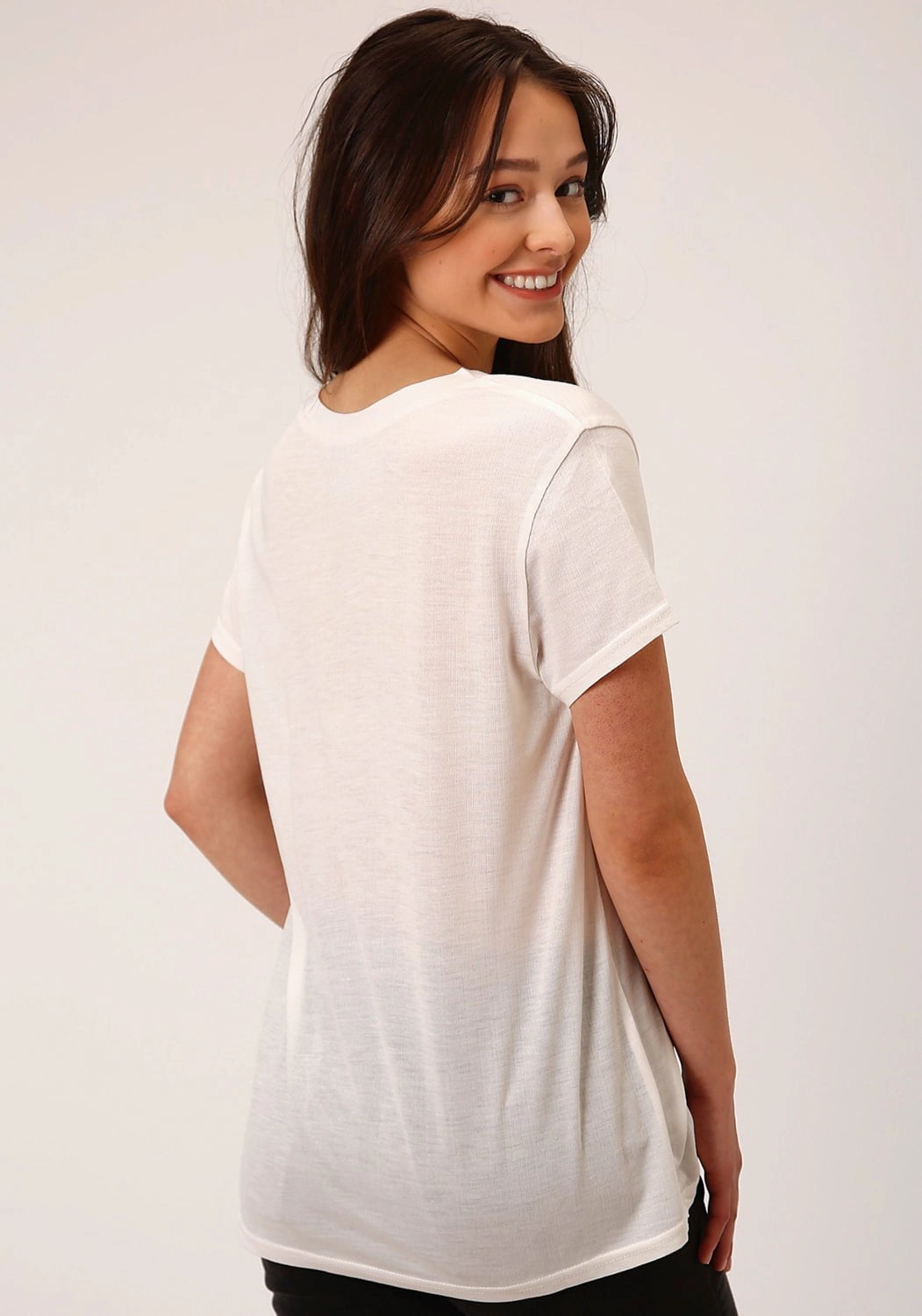 Casual Chic Roper Womens Wild West Ivory Poly/Rayon S/S T-Shirt