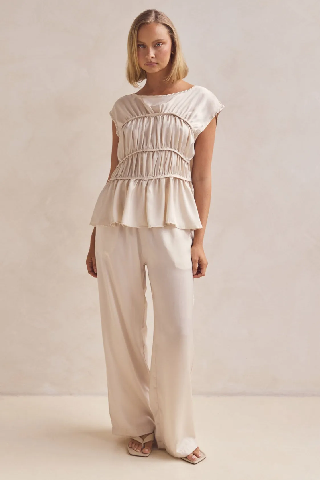 Talia Top (Champagne) ZeroWasteProduction Ribbed Hem