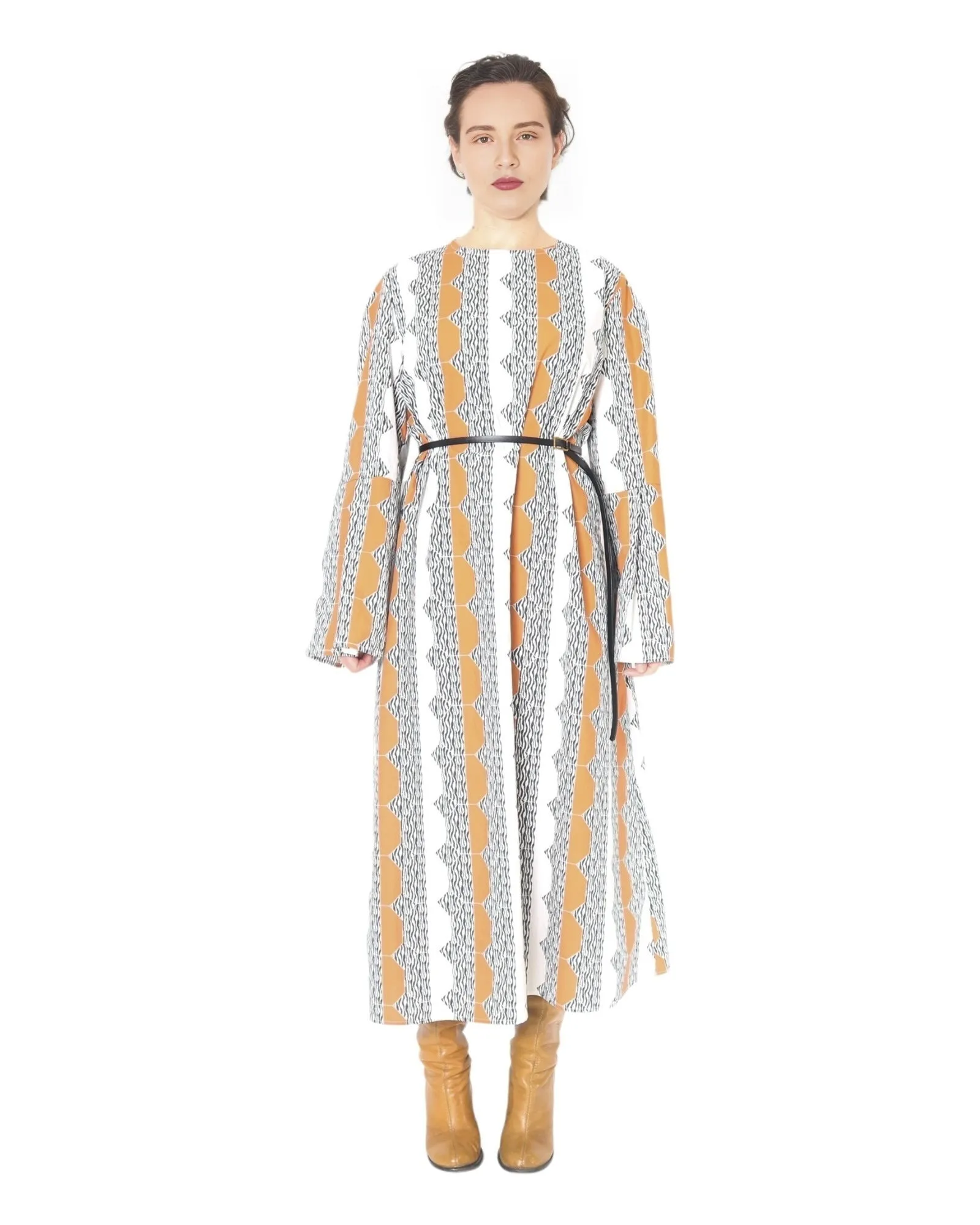 Abstract Cheetah Print Trapeze Midi Dress