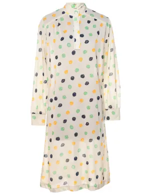 Abstract Spot Print 1970s Midi Dress - L