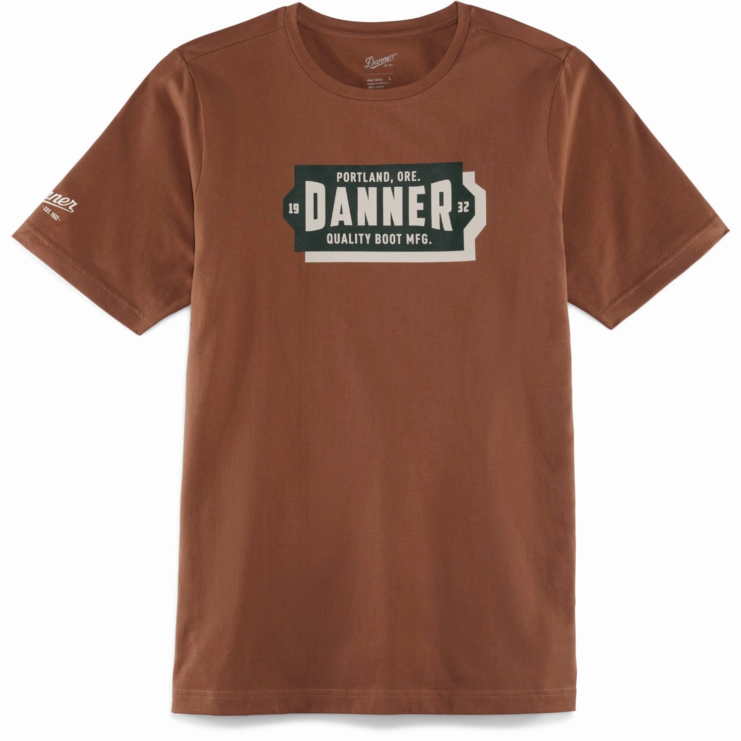 Danner Mens Banner Tee Brick Red 100% Cotton S/S T-Shirt Classic Comfort