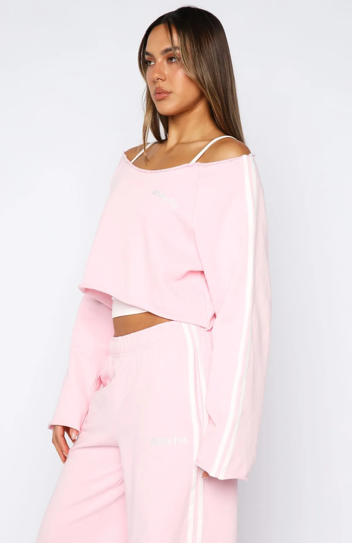 Quick Dry Knitwear Outer Comfort Star Student Cropped Off Shoulder Sweater Pink