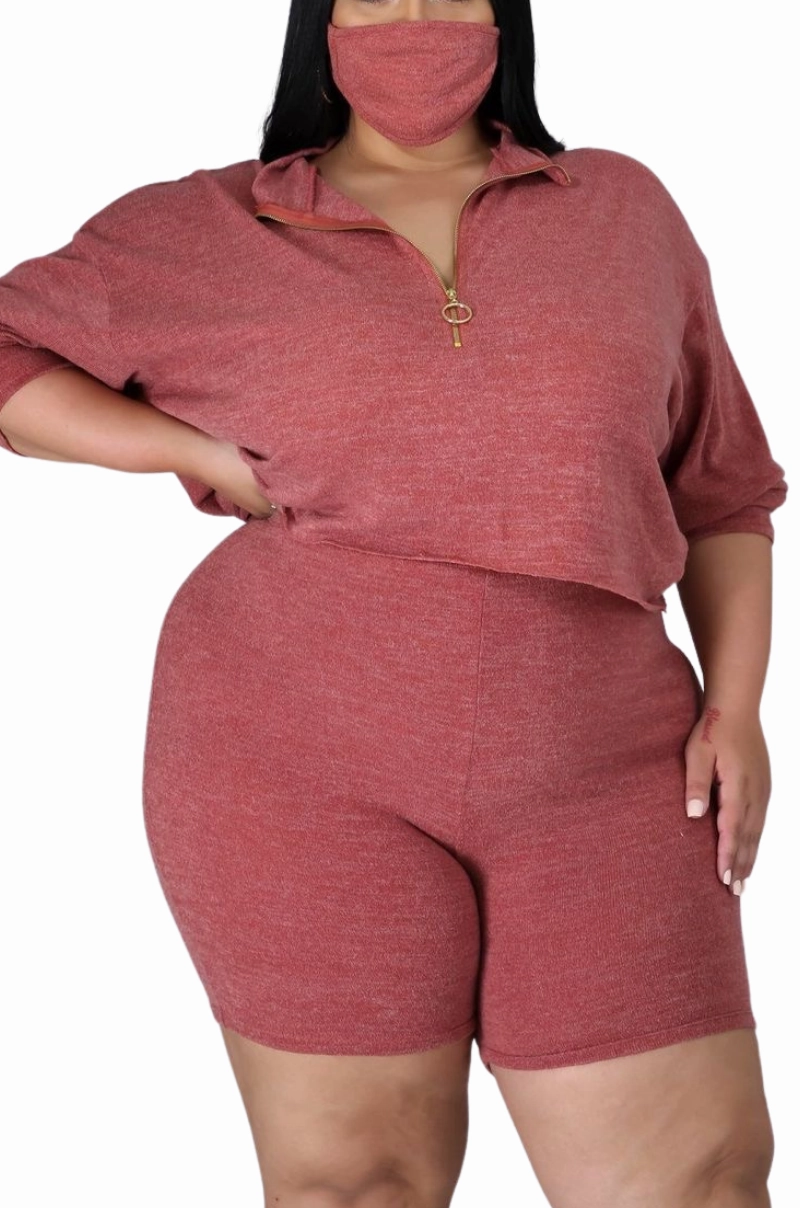 Final Sale Plus Size 2pc Short Set in Rust NonChafingLegs