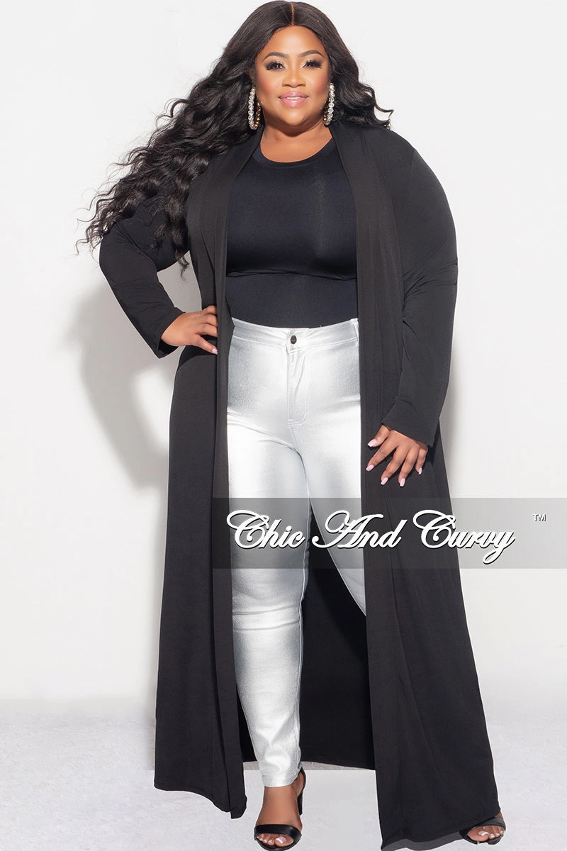 Final Sale Plus Size Duster in Black Casual Fit ComfortWaistband