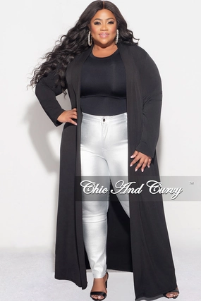 Final Sale Plus Size Duster in Black Casual Fit ComfortWaistband