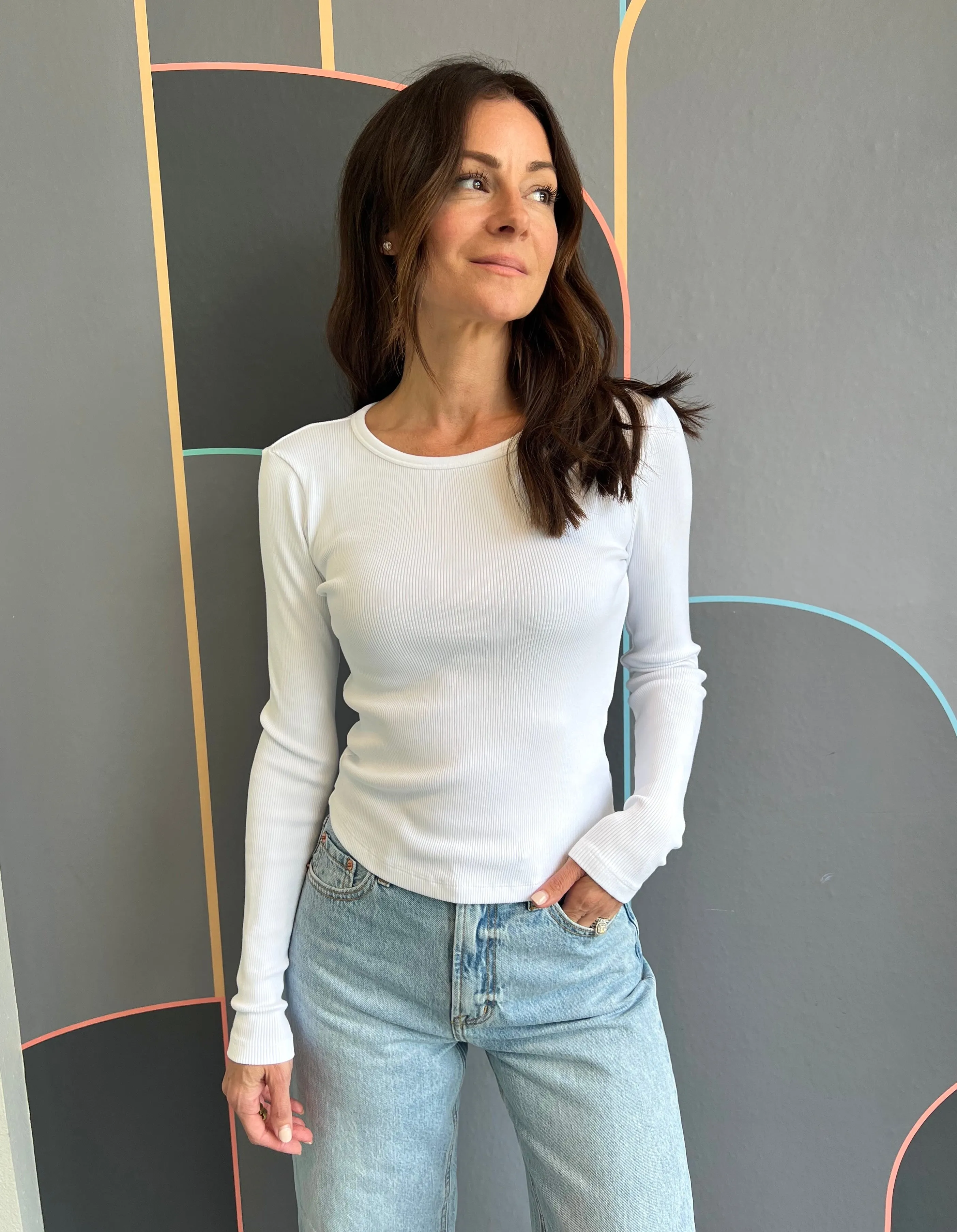 ZeroWaste Pattern Sporty T-shirt Crewneck Long-sleeved Tee