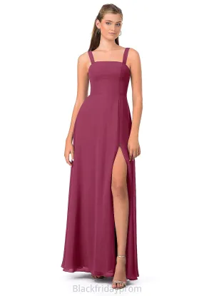 Adeline Scoop Sheath/Column Floor Length Natural Waist Short Sleeves Spandex Bridesmaid Dresses