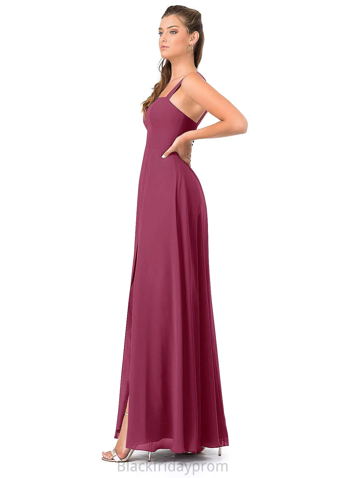 Adeline Scoop Sheath/Column Floor Length Natural Waist Short Sleeves Spandex Bridesmaid Dresses