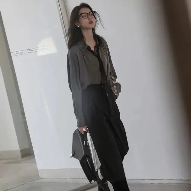 Adily Casual Tie Shirt Blouse