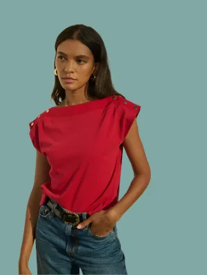 Layered Collar Structure Brooks Boatneck Top