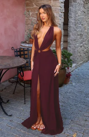 BreathableMeshPanel Tuscany Twilight Maxi Dress Plum