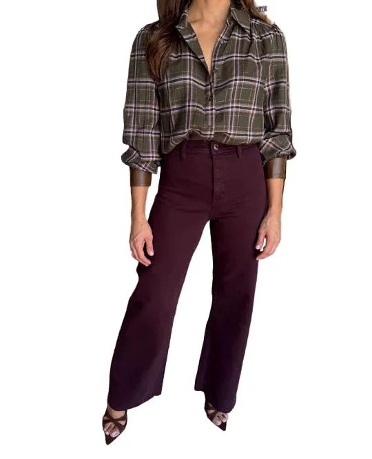 Quick Comfort Penny High Rise Wide Leg in Claret