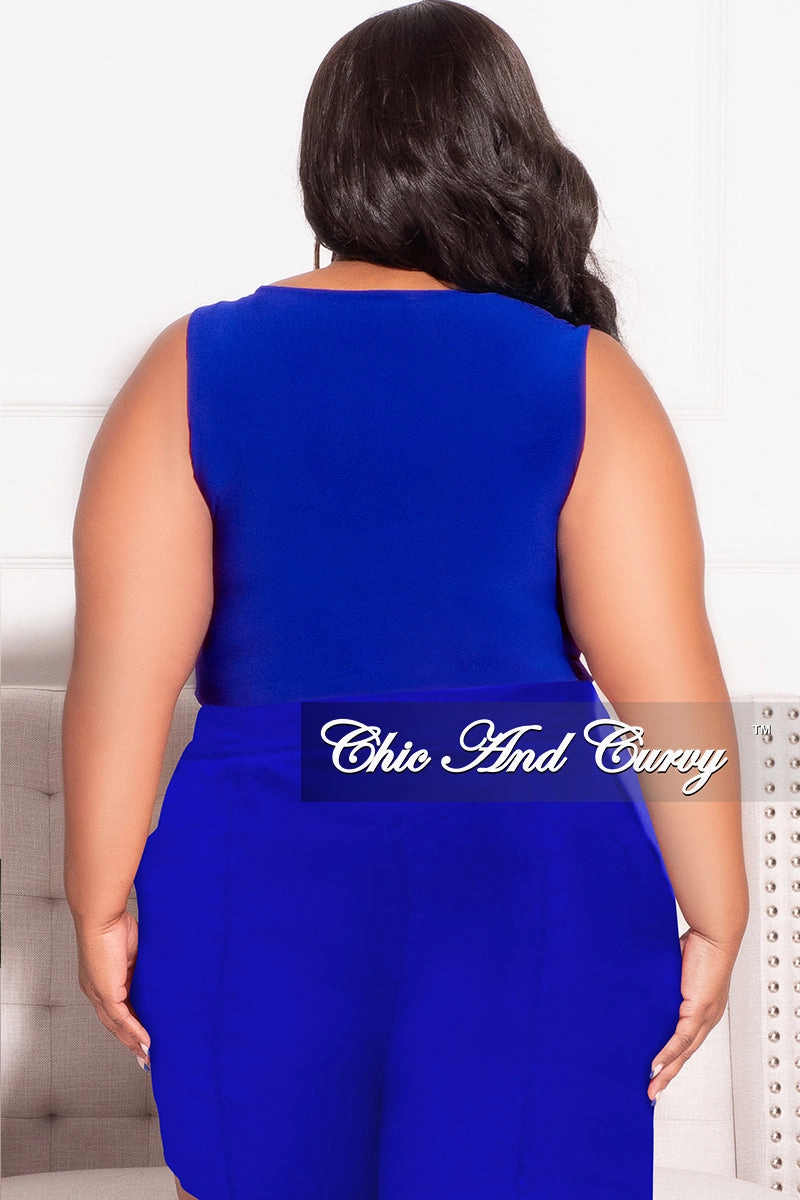 Daily Wear Minimalist Waist Final Sale Plus Size Sleeveless Crop Top in Royal Blue (Top Only)