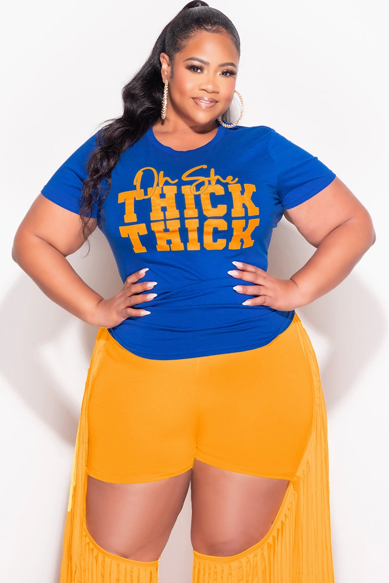Elastic Cuff ThermalRegulatingLining Final Sale Plus Size Blue Fitted T-Shirt Oh She Thick Thick in Mustard (To match the pants)