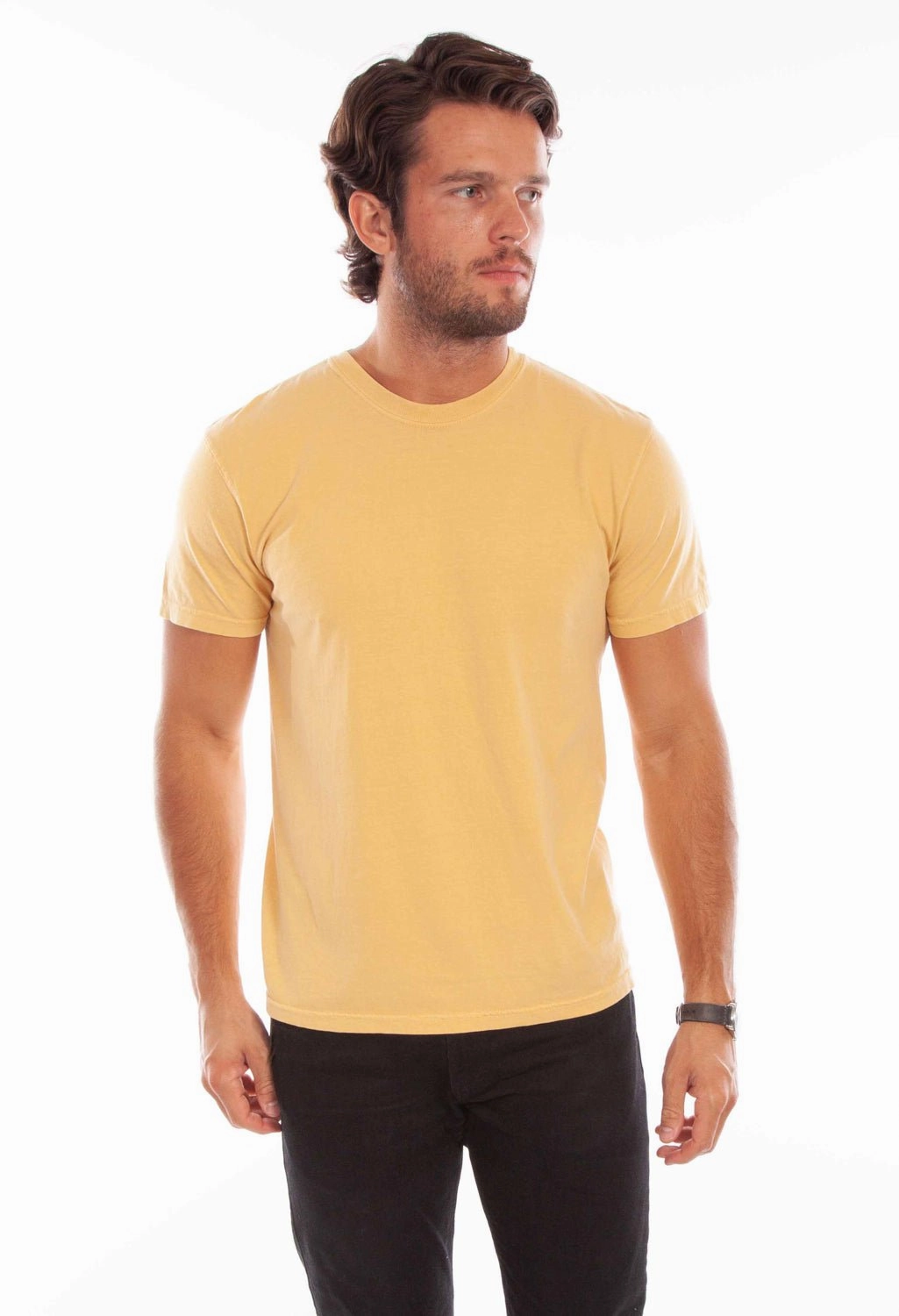 Scully Mens New Mustard 100% Cotton Crew S/S T-Shirt Chill Comfort Anti-static