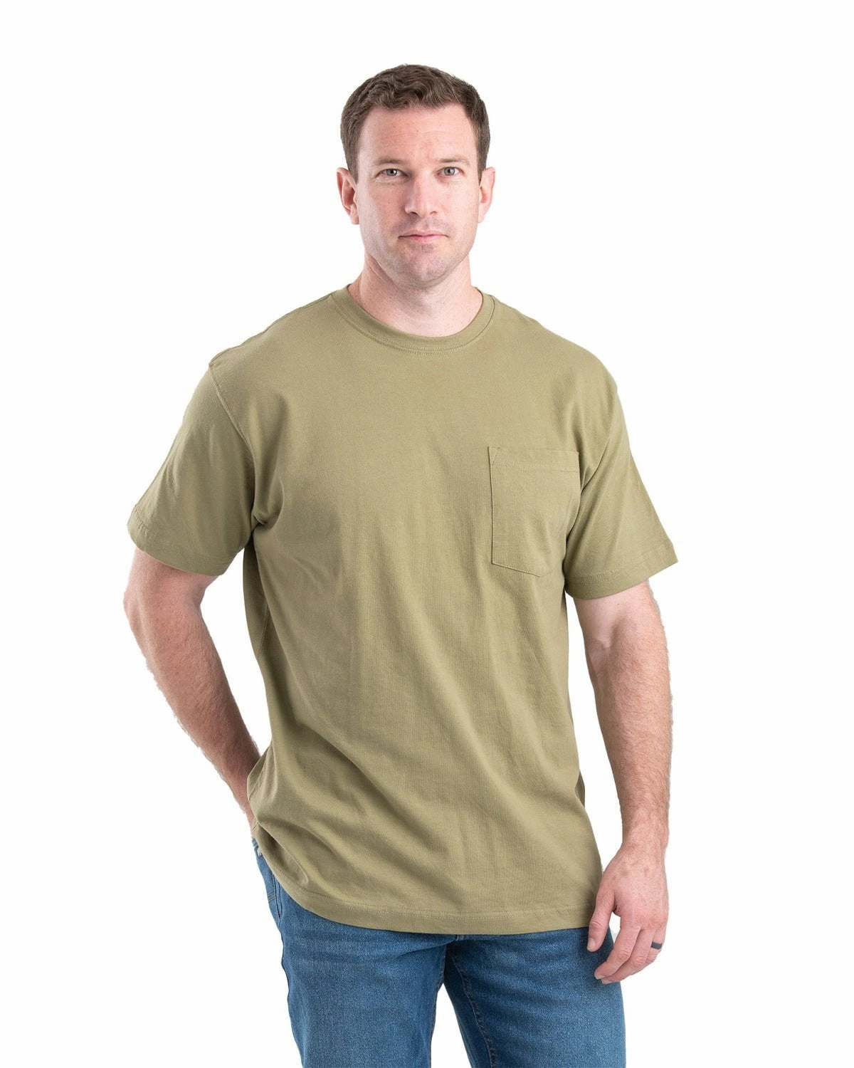 Berne Apparel Mens Heavyweight Pocket Tee Desert 100% Cotton S/S T-Shirt Circular Knit Construction
