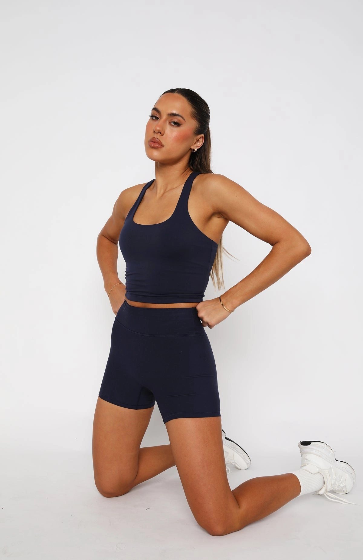 Quick Dry Fabric Work It Out Crop Navy