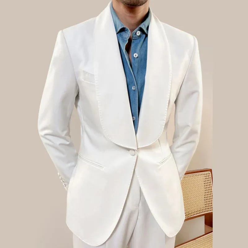 Aidase Green Fruit Collar Casual Suit Jacket British Men Blazer One Button Wedding Business Dress Coat Social Banquet Tuxedo Costume