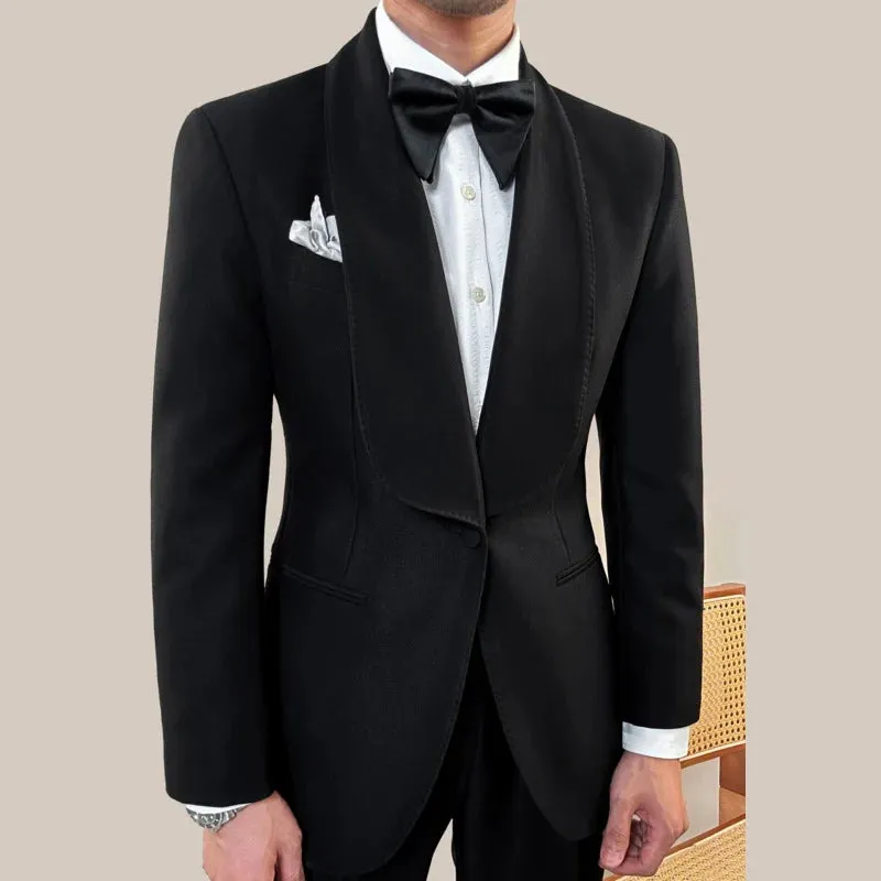 Aidase Green Fruit Collar Casual Suit Jacket British Men Blazer One Button Wedding Business Dress Coat Social Banquet Tuxedo Costume