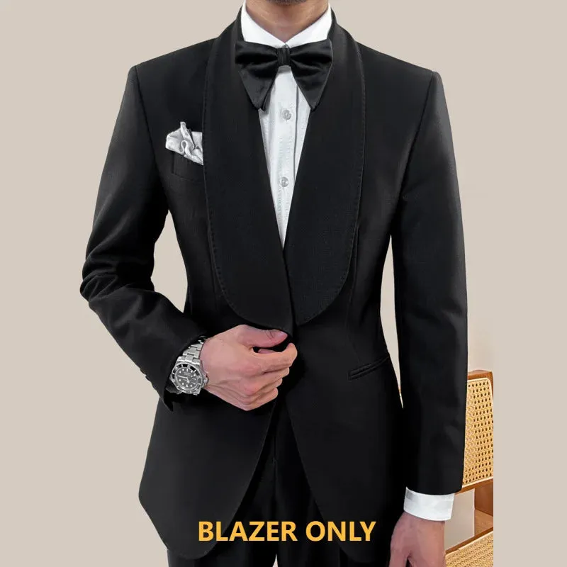 Aidase Green Fruit Collar Casual Suit Jacket British Men Blazer One Button Wedding Business Dress Coat Social Banquet Tuxedo Costume