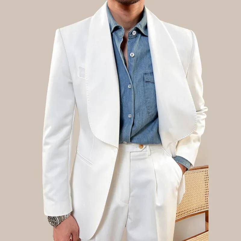 Aidase Green Fruit Collar Casual Suit Jacket British Men Blazer One Button Wedding Business Dress Coat Social Banquet Tuxedo Costume