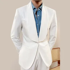 Aidase Green Fruit Collar Casual Suit Jacket British Men Blazer One Button Wedding Business Dress Coat Social Banquet Tuxedo Costume