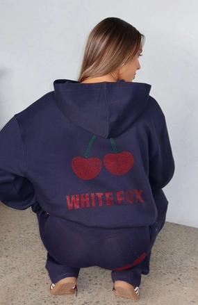 Soft Microfiber Surface Double Layer Thermal Made With Love Oversized Hoodie Navy