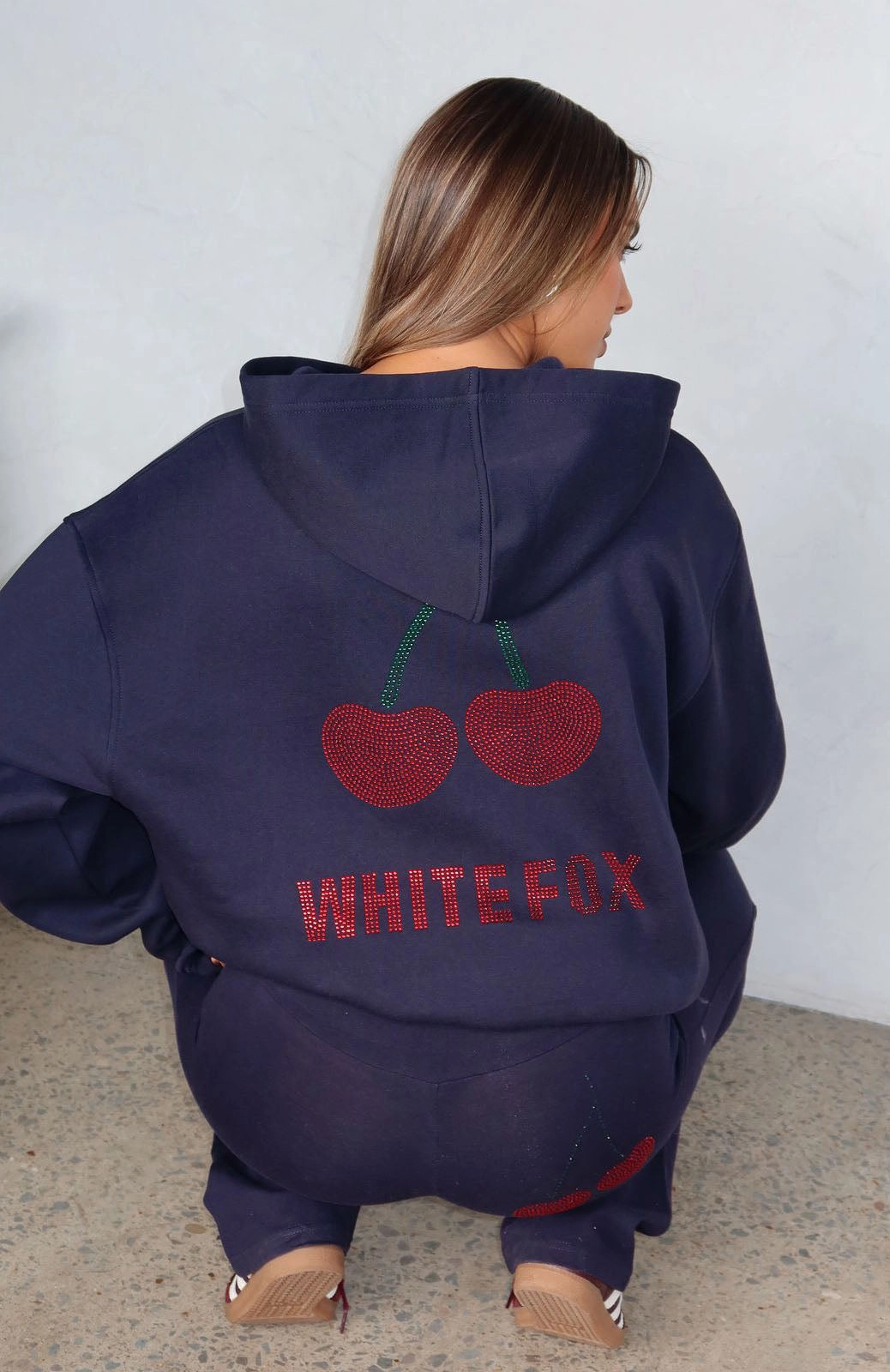 Soft Microfiber Surface Double Layer Thermal Made With Love Oversized Hoodie Navy