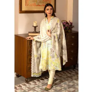 Al Zohaib Sun Shine Chikankari Lawn Printed Suit 3Pcs Unstitched Suit - 1