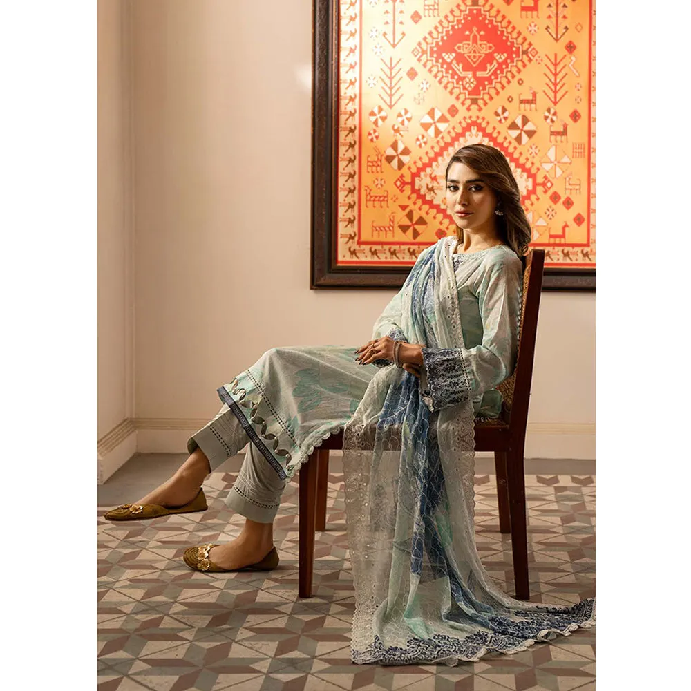 Al Zohaib Sun Shine Chikankari Lawn Printed Suit 3Pcs Unstitched Suit - 9