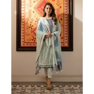 Al Zohaib Sun Shine Chikankari Lawn Printed Suit 3Pcs Unstitched Suit - 9